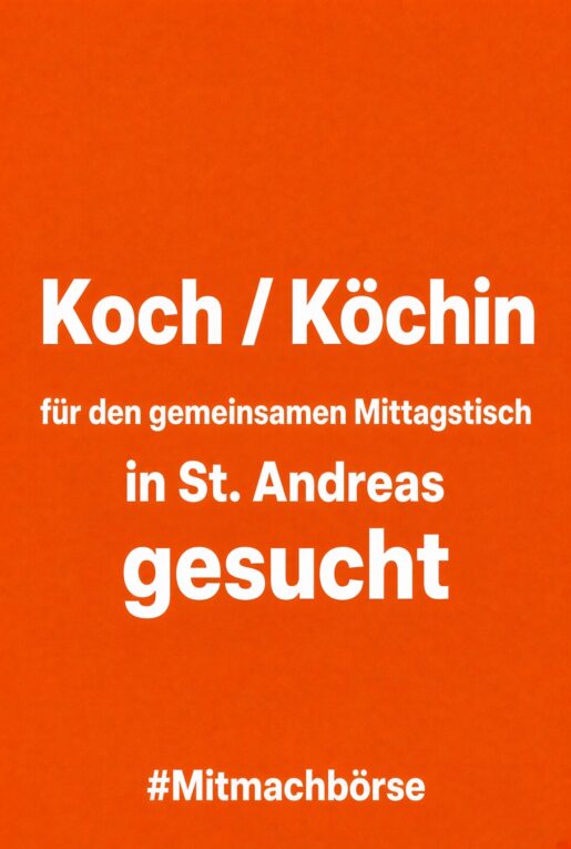 Mitarbeit in der Küche gesucht: Gemeinsamer Mittagstisch in St. Andreas